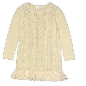 Hanna Andersson cream cable knit sweater shift dress size 130 (7/9).